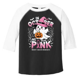 In October We Wear Ghost Witch Breast Cancer Awareness Toddler Fine Jersey T-Shirt