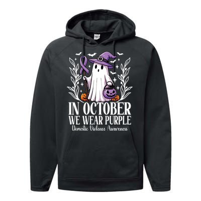 In October We Wear Purple Domestic Violence Ghost Halloween Performance Fleece Hoodie