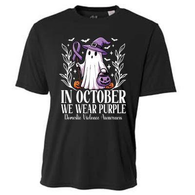 In October We Wear Purple Domestic Violence Ghost Halloween Cooling Performance Crew T-Shirt