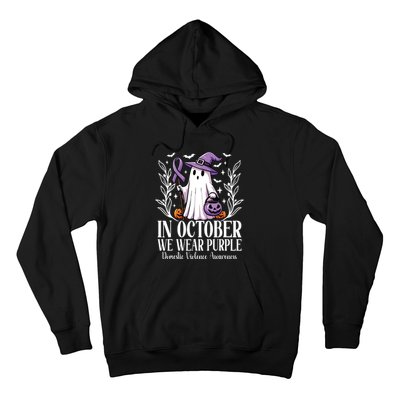 In October We Wear Purple Domestic Violence Ghost Halloween Hoodie