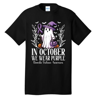 In October We Wear Purple Domestic Violence Ghost Halloween Tall T-Shirt