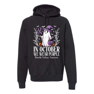 In October We Wear Purple Domestic Violence Ghost Halloween Premium Hoodie