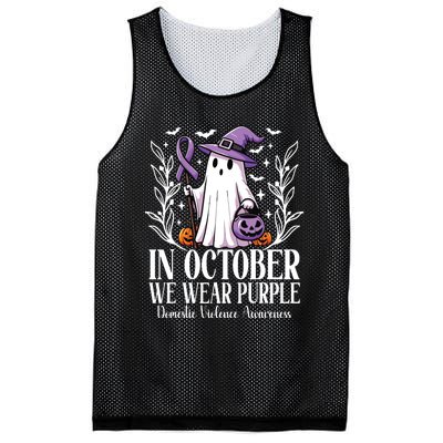 In October We Wear Purple Domestic Violence Ghost Halloween Mesh Reversible Basketball Jersey Tank