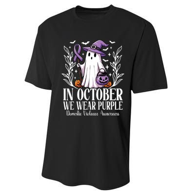 In October We Wear Purple Domestic Violence Ghost Halloween Performance Sprint T-Shirt