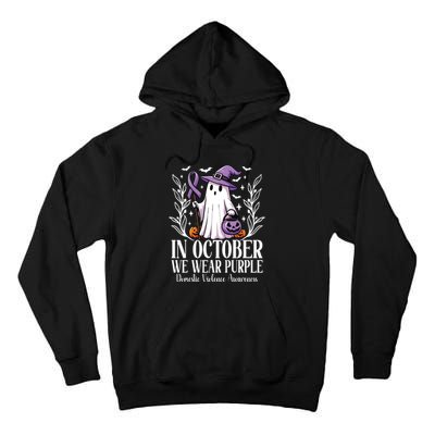 In October We Wear Purple Domestic Violence Ghost Halloween Tall Hoodie