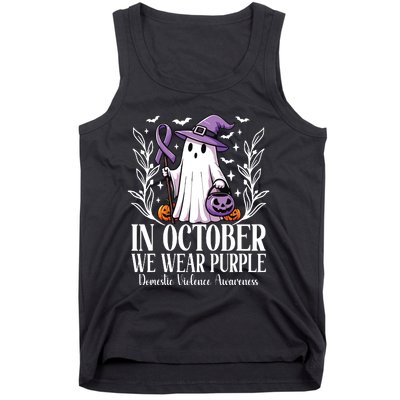 In October We Wear Purple Domestic Violence Ghost Halloween Tank Top