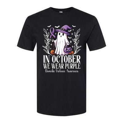 In October We Wear Purple Domestic Violence Ghost Halloween Softstyle CVC T-Shirt