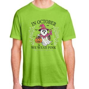 In October We Wear Pin.K Ghost Witch Breast Cancer Awareness Adult ChromaSoft Performance T-Shirt