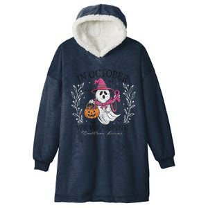 In October We Wear Pin.K Ghost Witch Breast Cancer Awareness Hooded Wearable Blanket