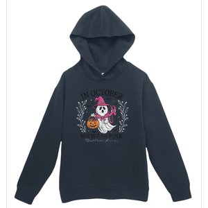 In October We Wear Pin.K Ghost Witch Breast Cancer Awareness Urban Pullover Hoodie