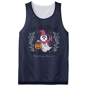 In October We Wear Pin.K Ghost Witch Breast Cancer Awareness Mesh Reversible Basketball Jersey Tank