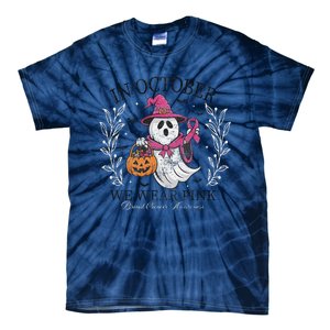 In October We Wear Pin.K Ghost Witch Breast Cancer Awareness Tie-Dye T-Shirt