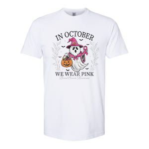 In October We Wear Pin.K Ghost Witch Breast Cancer Awareness Softstyle CVC T-Shirt