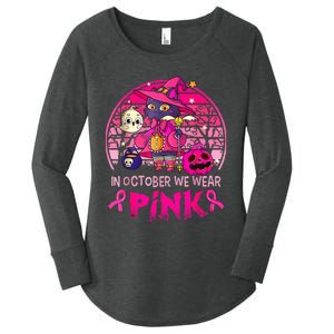 In October We Wear Pink Witch Cat Breast Cancer Awareness Women's Perfect Tri Tunic Long Sleeve Shirt