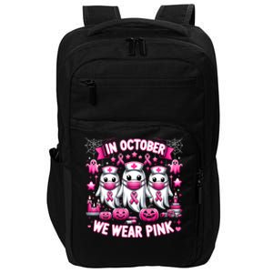 In October We Wear Nurse Ghost Halloween Breast Cancer Cute Gift Impact Tech Backpack