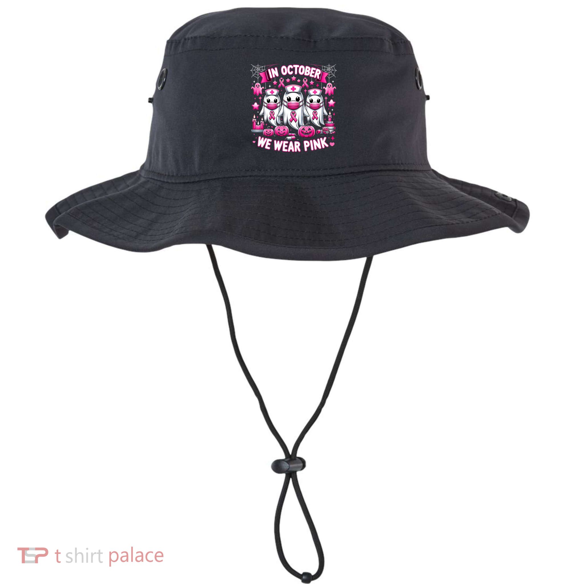 In October We Wear Nurse Ghost Halloween Breast Cancer Cute Gift Bucket Hat
