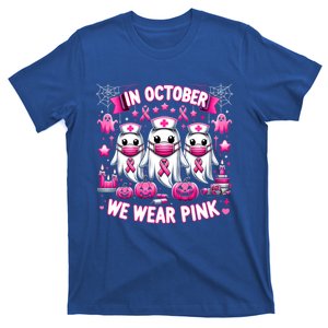 In October We Wear Nurse Ghost Halloween Breast Cancer Cute Gift T-Shirt