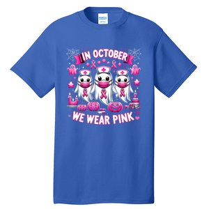 In October We Wear Nurse Ghost Halloween Breast Cancer Cute Gift Tall T-Shirt