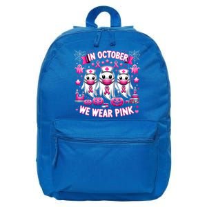 In October We Wear Nurse Ghost Halloween Breast Cancer Cute Gift 16 in Basic Backpack