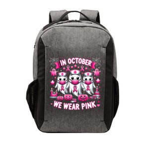 In October We Wear Nurse Ghost Halloween Breast Cancer Cute Gift Vector Backpack