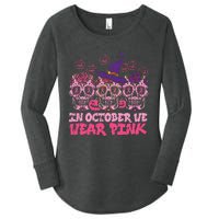 In October We Wear Pink Sugar Skull Halloween Breast Cancer Women's Perfect Tri Tunic Long Sleeve Shirt