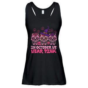 In October We Wear Pink Sugar Skull Halloween Breast Cancer Ladies Essential Flowy Tank