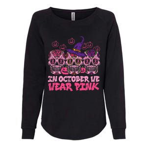 In October We Wear Pink Sugar Skull Halloween Breast Cancer Womens California Wash Sweatshirt