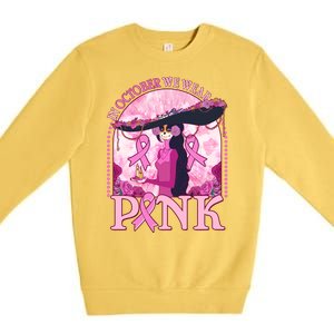 In October We Wear Pink Sugar Skull Lady Breast Cancer Awareness Premium Crewneck Sweatshirt