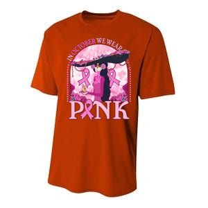 In October We Wear Pink Sugar Skull Lady Breast Cancer Awareness Performance Sprint T-Shirt