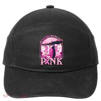 In October We Wear Pink Sugar Skull Lady Breast Cancer Awareness 7-Panel Snapback Hat
