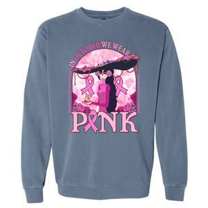 In October We Wear Pink Sugar Skull Lady Breast Cancer Awareness Garment-Dyed Sweatshirt