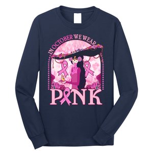 In October We Wear Pink Sugar Skull Lady Breast Cancer Awareness Long Sleeve Shirt