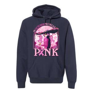 In October We Wear Pink Sugar Skull Lady Breast Cancer Awareness Premium Hoodie