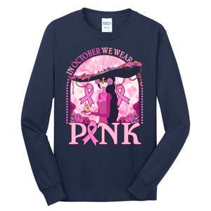 In October We Wear Pink Sugar Skull Lady Breast Cancer Awareness Tall Long Sleeve T-Shirt