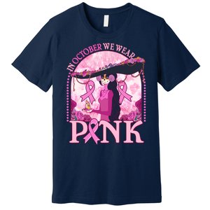 In October We Wear Pink Sugar Skull Lady Breast Cancer Awareness Premium T-Shirt