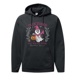 In October We Wear Pin.K Ghost Witch Breast Cancer Awareness Performance Fleece Hoodie