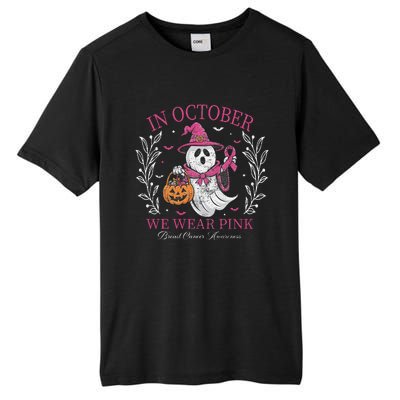 In October We Wear Pin.K Ghost Witch Breast Cancer Awareness Tall Fusion ChromaSoft Performance T-Shirt