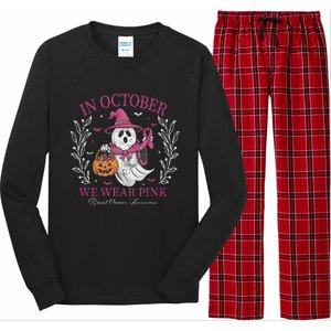 In October We Wear Pin.K Ghost Witch Breast Cancer Awareness Long Sleeve Pajama Set