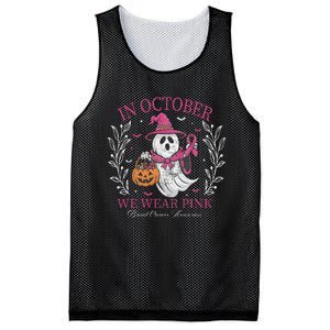 In October We Wear Pin.K Ghost Witch Breast Cancer Awareness Mesh Reversible Basketball Jersey Tank