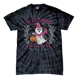 In October We Wear Pin.K Ghost Witch Breast Cancer Awareness Tie-Dye T-Shirt