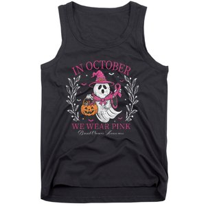 In October We Wear Pin.K Ghost Witch Breast Cancer Awareness Tank Top