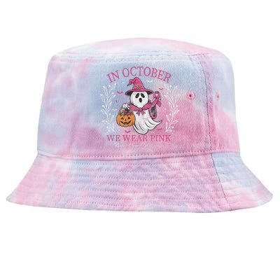 In October We Wear Pin.K Ghost Witch Breast Cancer Awareness Tie-Dyed Bucket Hat