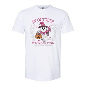 In October We Wear Pin.K Ghost Witch Breast Cancer Awareness Softstyle CVC T-Shirt