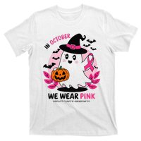 In October We Wear Pin.K Ghost Witch Breast Cancer Awareness T-Shirt