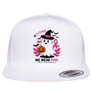 In October We Wear Pin.K Ghost Witch Breast Cancer Awareness Flat Bill Trucker Hat