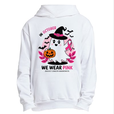 In October We Wear Pin.K Ghost Witch Breast Cancer Awareness Urban Pullover Hoodie