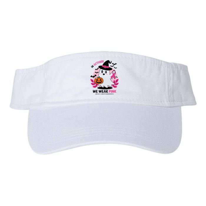 In October We Wear Pin.K Ghost Witch Breast Cancer Awareness Valucap Bio-Washed Visor