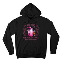 In October We Wear Ghost Witch Breast Cancer Awareness Hoodie