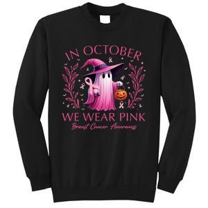 In October We Wear Ghost Witch Breast Cancer Awareness Sweatshirt