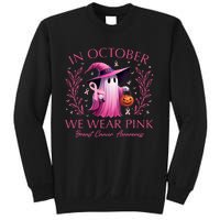 In October We Wear Ghost Witch Breast Cancer Awareness Sweatshirt